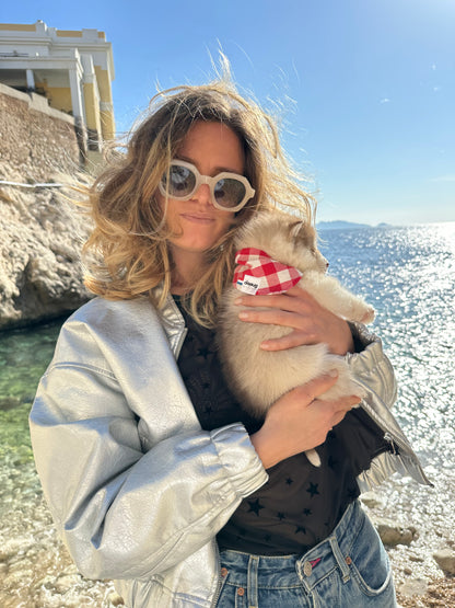 Bandana pour chien personnalisable VICHY ROUGE
