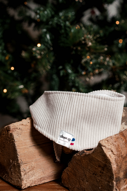 Bandana pour chien velour cotelé écru