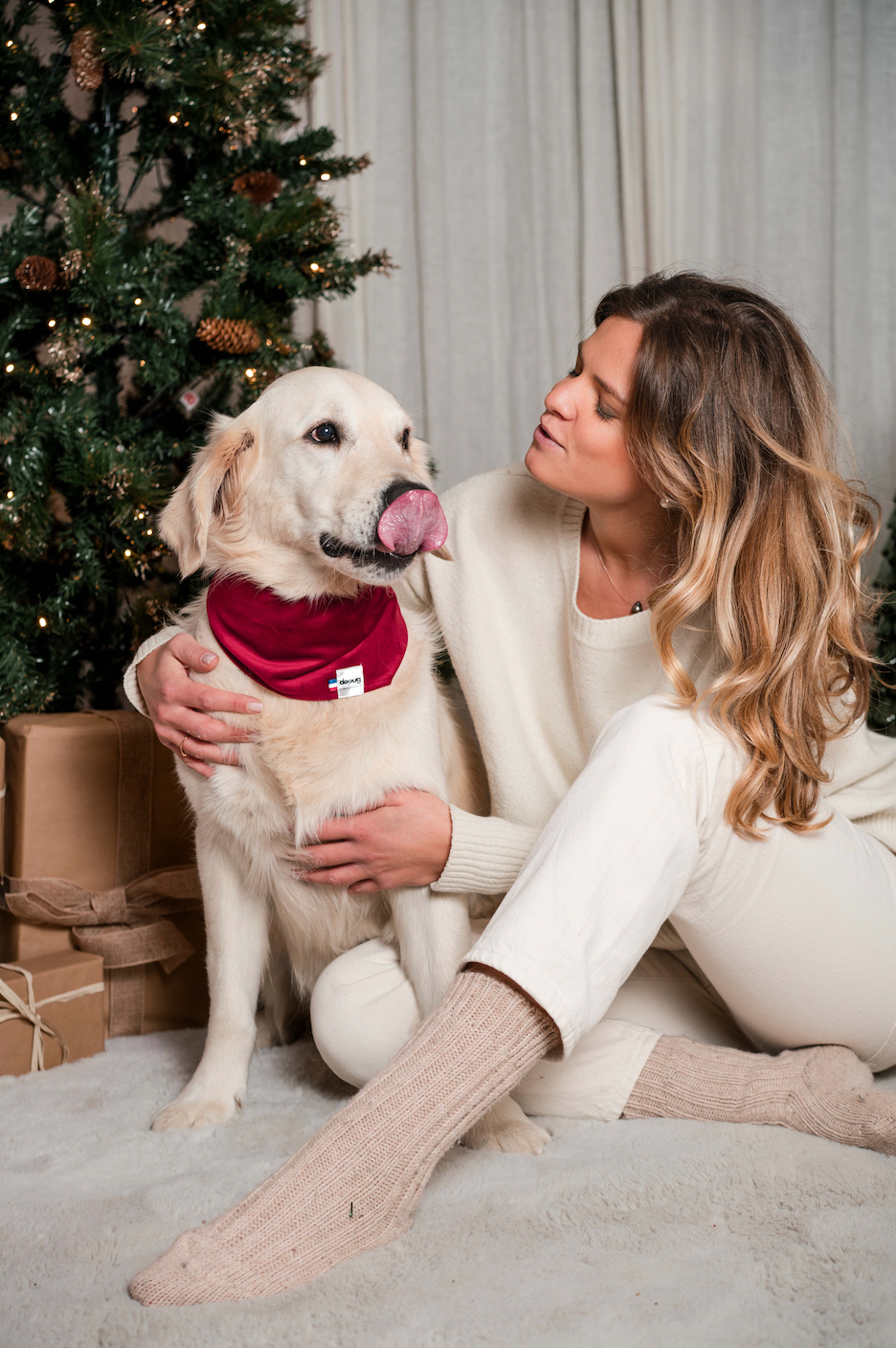Bandana pour chien velour rouge