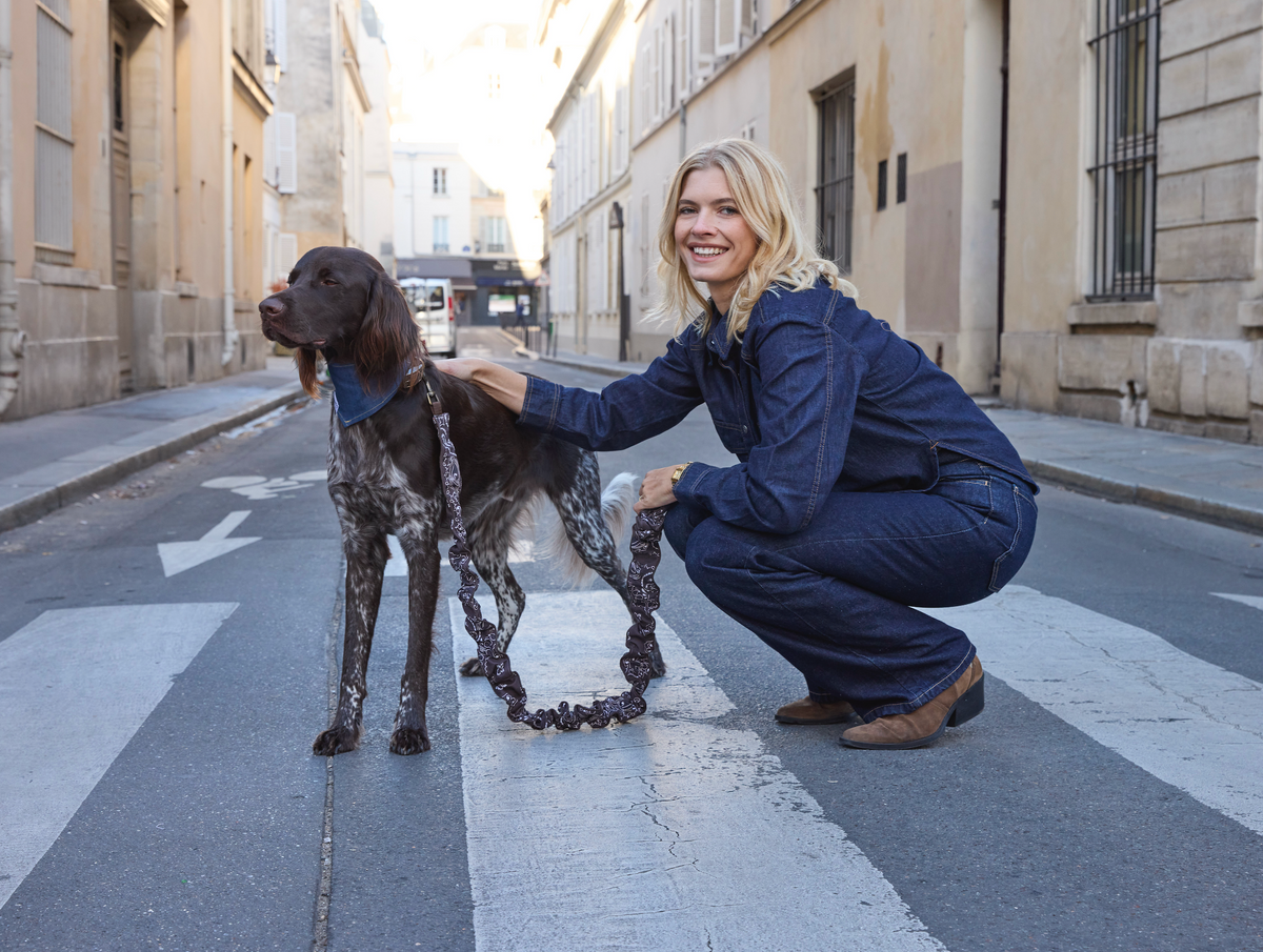 LAISSE MULTI-POSITIONS IMPRIMÉ BANDANA MARRON