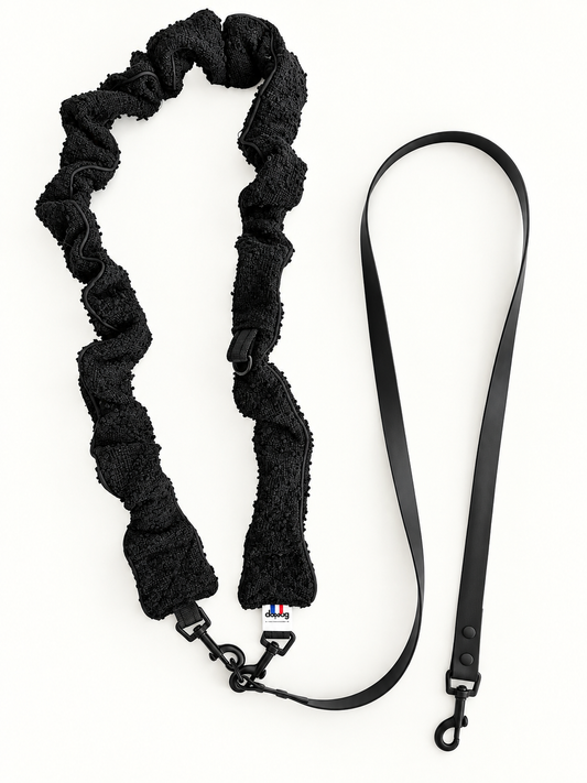 LAISSE MULTI-POSITIONS FROUFROUS TWEED NOIR