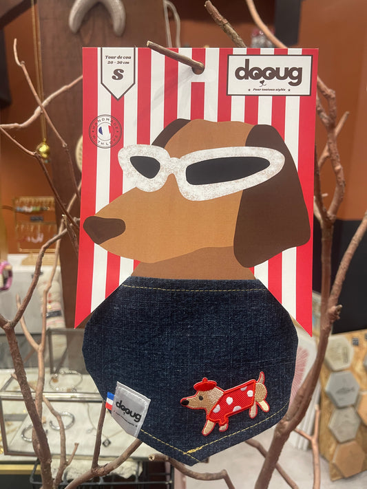 Bandana pour chien JEAN BRUT TECKEL ROUGE