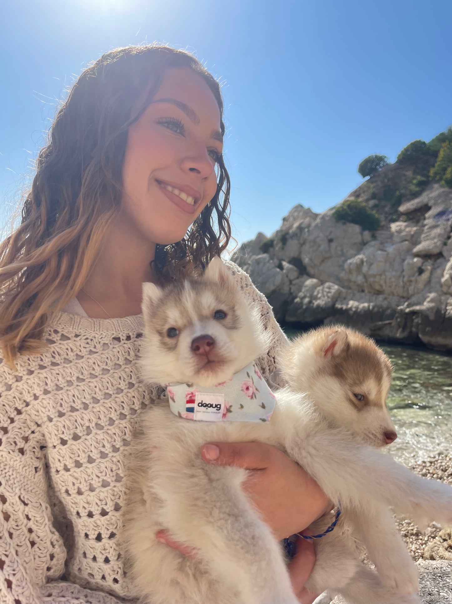 Bandana pour chien personnalisable ROSES