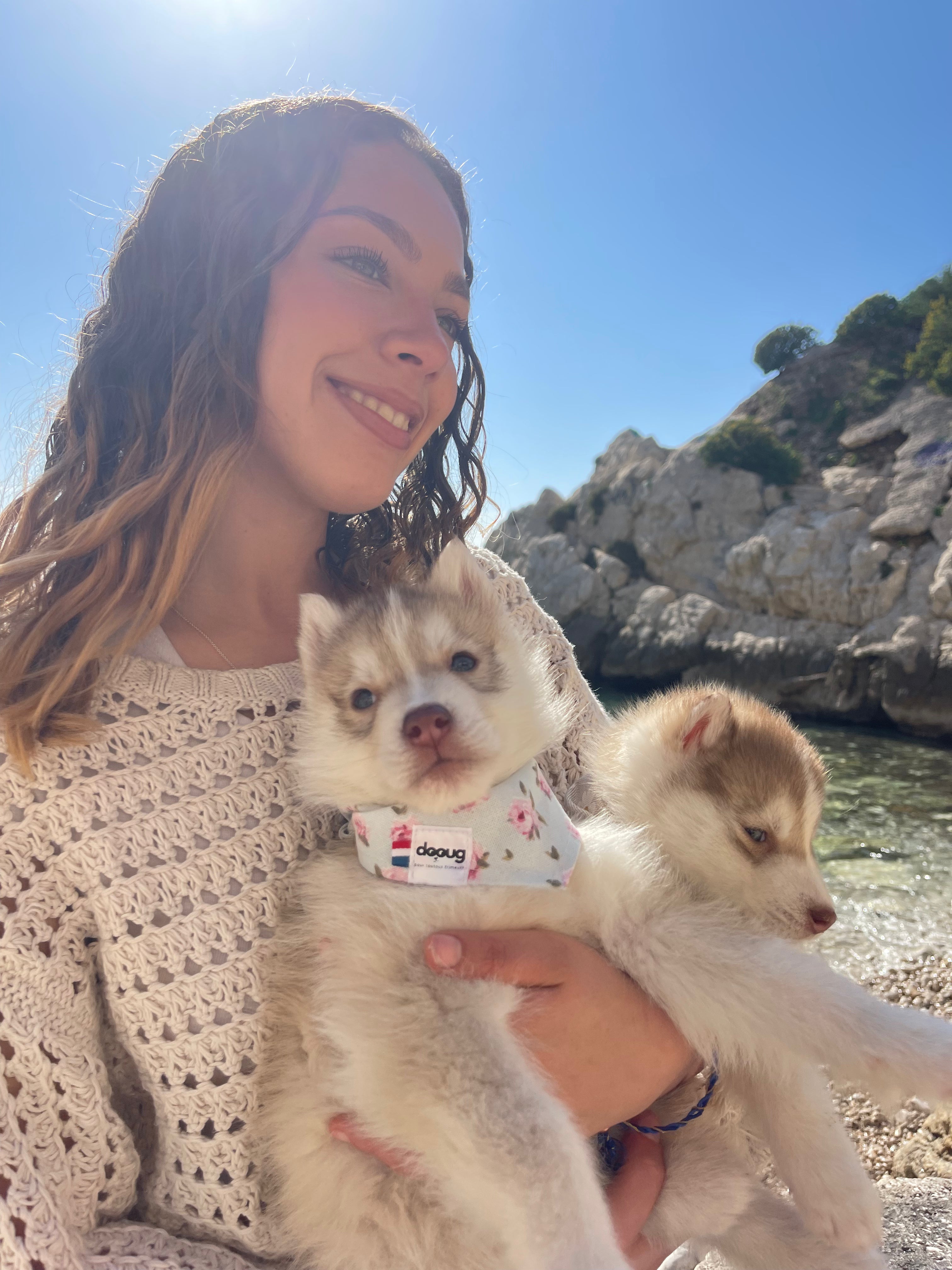 Bandana pour chien personnalisable ROSES