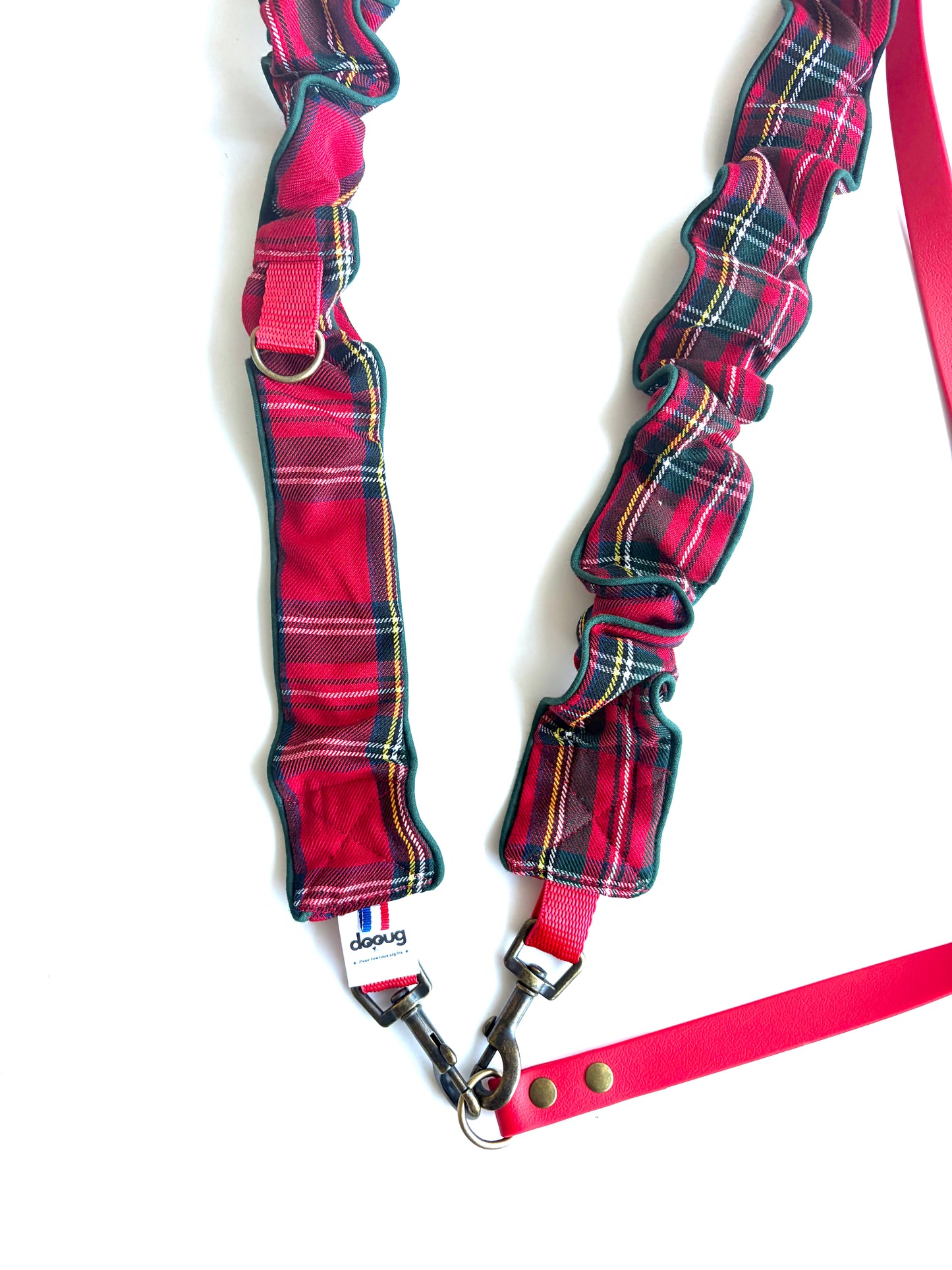 LAISSE MULTI-POSITIONS FROUFROUS TARTAN ROUGE ET VERT