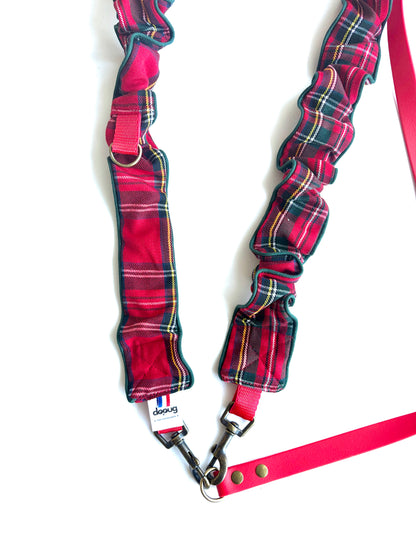 LAISSE MULTI-POSITIONS FROUFROUS TARTAN ROUGE ET VERT