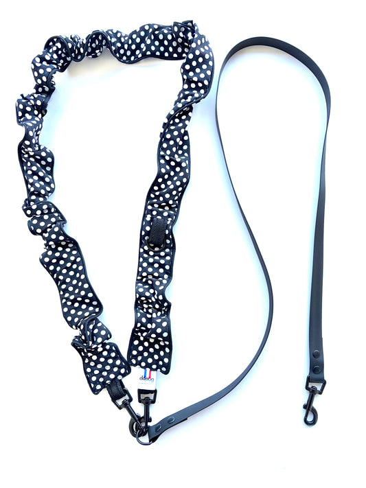 LAISSE MULTI-POSITIONS FROUFROUS POIS NOIR ET BLANC
