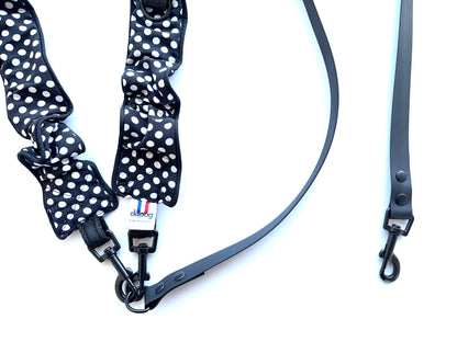 LAISSE MULTI-POSITIONS FROUFROUS POIS NOIR ET BLANC