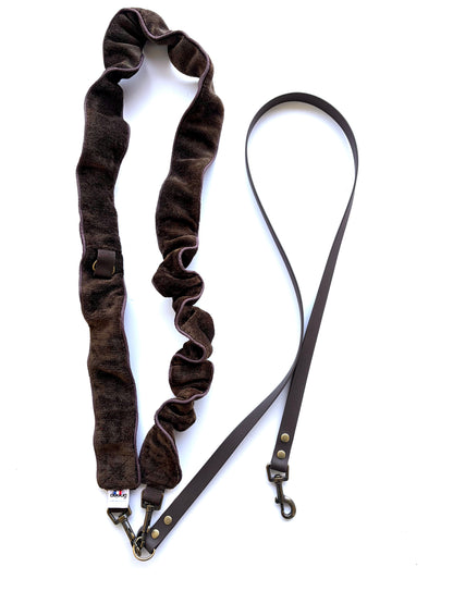 LAISSE MULTI-POSITIONS FROUFROUS VELOURS MARRON