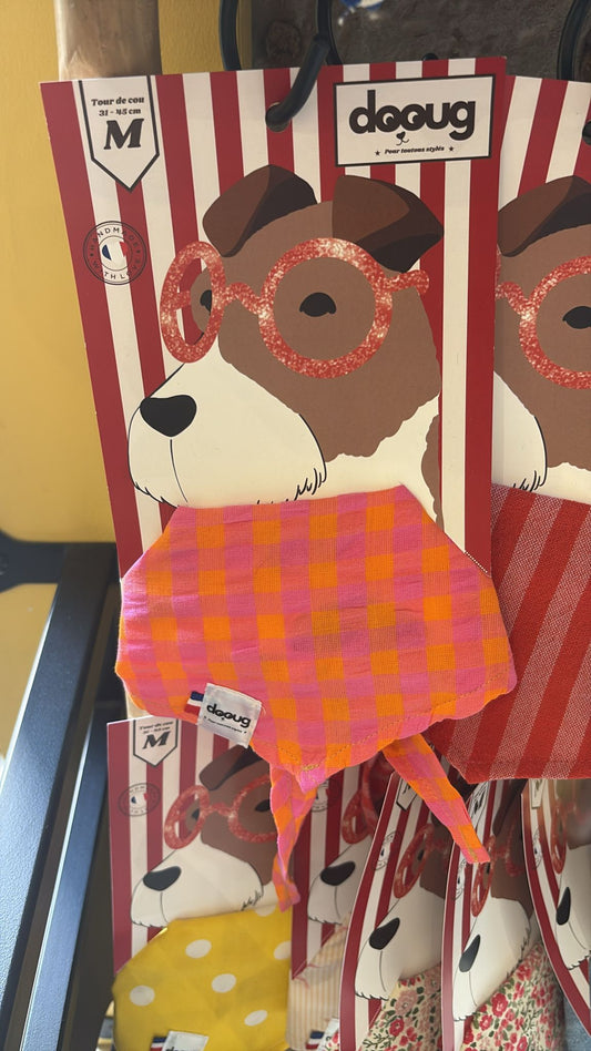 BANDANA CARREAUX ROSE ET ORANGE